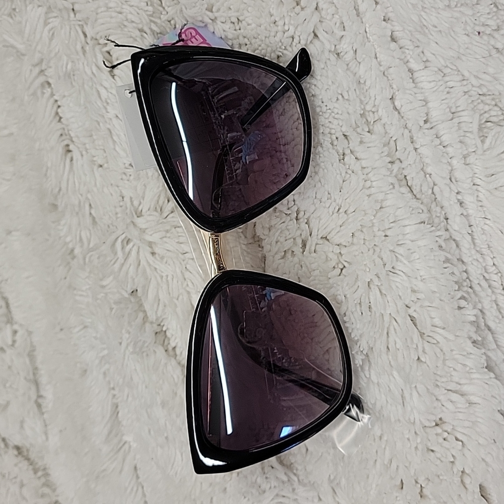 Black (6), tortoise(2) and nude(3)rimmed square cat eye sunglasses.